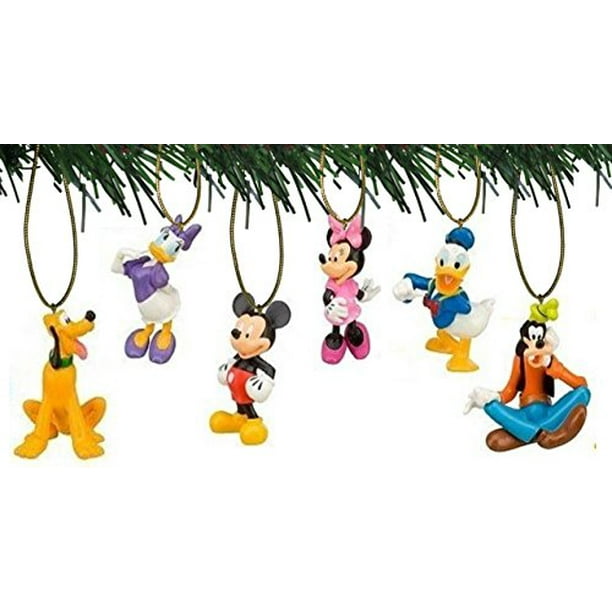 Disney Mickey And Friends Holiday 6pc Custom Christmas Ornament Set New